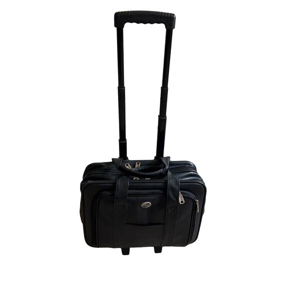 American Tourister Other - American Tourister Classic Black Leather Rolling Carry On Luggage Travel Bag